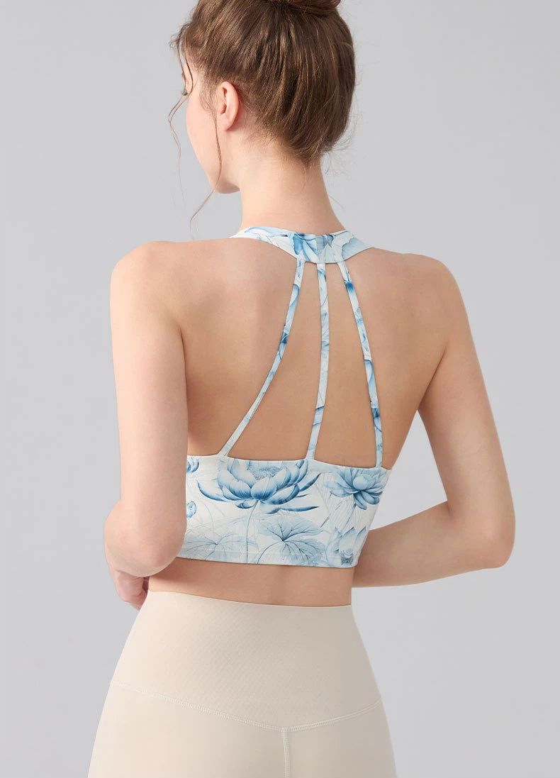 Printed temperament halterneck vest
