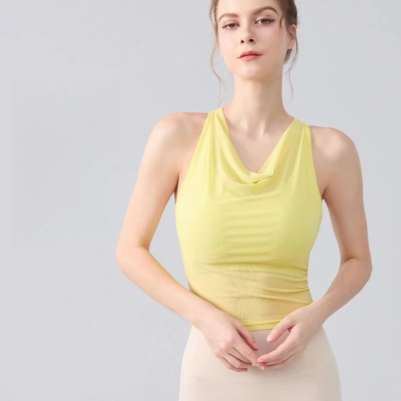 Tie-dye printed swing neck halterneck sports vest