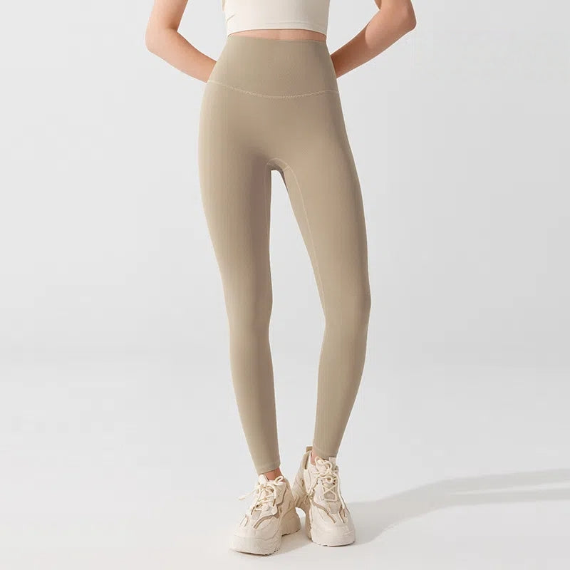 High-waisted buttocks lifting, Nude skinny antibacterial sports fitness tight pants