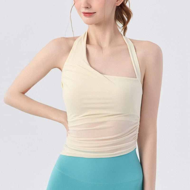 Design polka dot halterneck training fitness back bra
