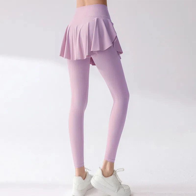 High-waisted, Hip-lifting, Quick-drying, Breathable skirt fake two running fitness track pants