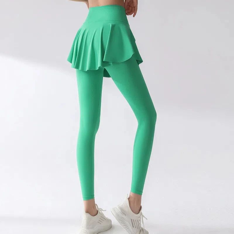 High-waisted, Hip-lifting, Quick-drying, Breathable skirt fake two running fitness track pants
