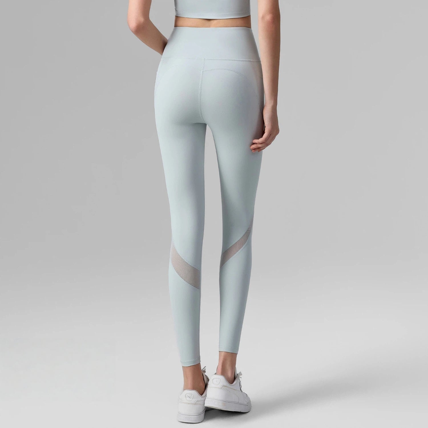 Mesh without T-line with pockets, Anti-roll hemming, Hip lifting sports leggings
