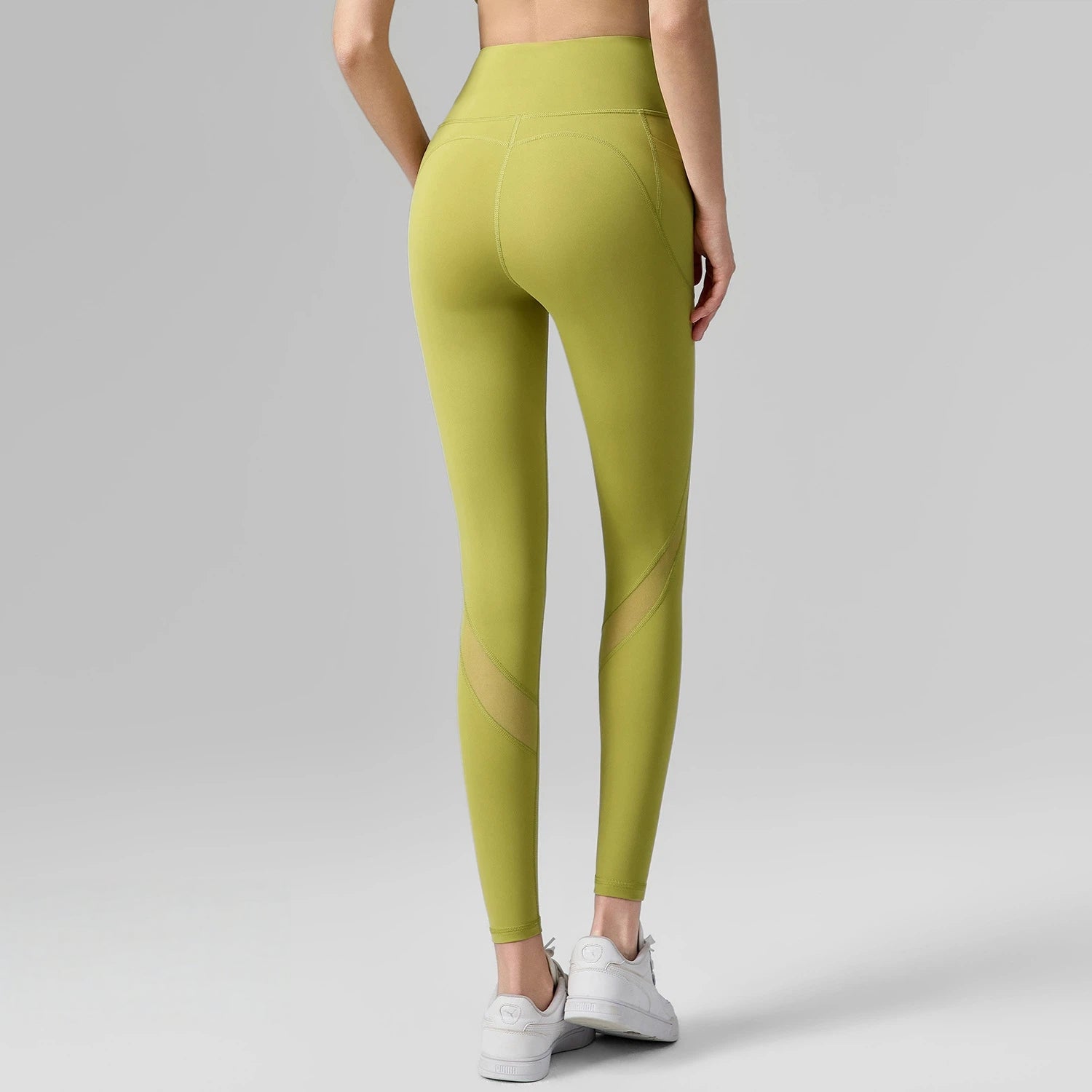 Mesh without T-line with pockets, Anti-roll hemming, Hip lifting sports leggings