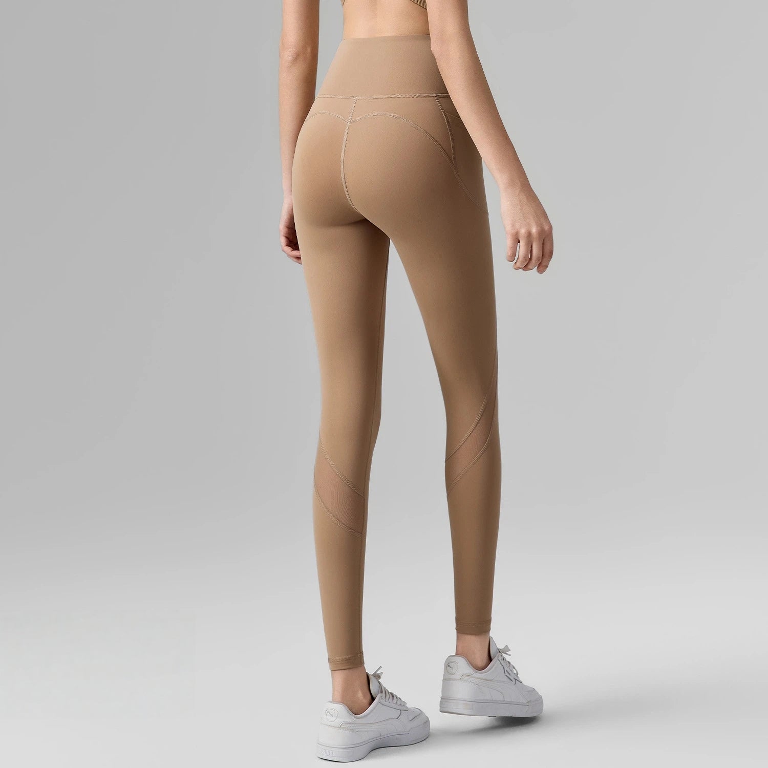 Mesh without T-line with pockets, Anti-roll hemming, Hip lifting sports leggings