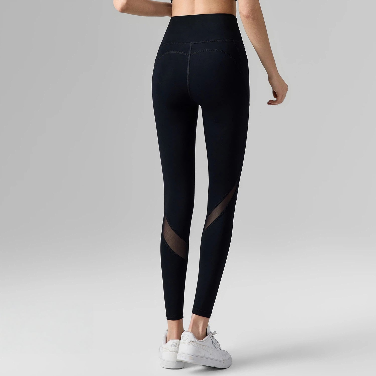 Mesh without T-line with pockets, Anti-roll hemming, Hip lifting sports leggings
