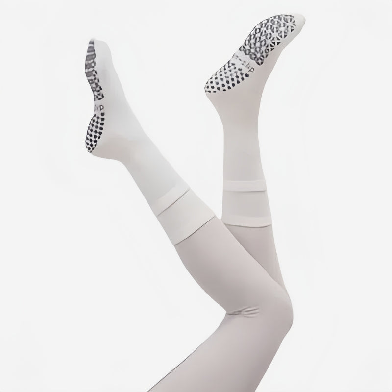 Contrast double-layer tummy control non-slip crew socks