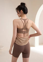 Fake two beautiful back shockproof sports vests