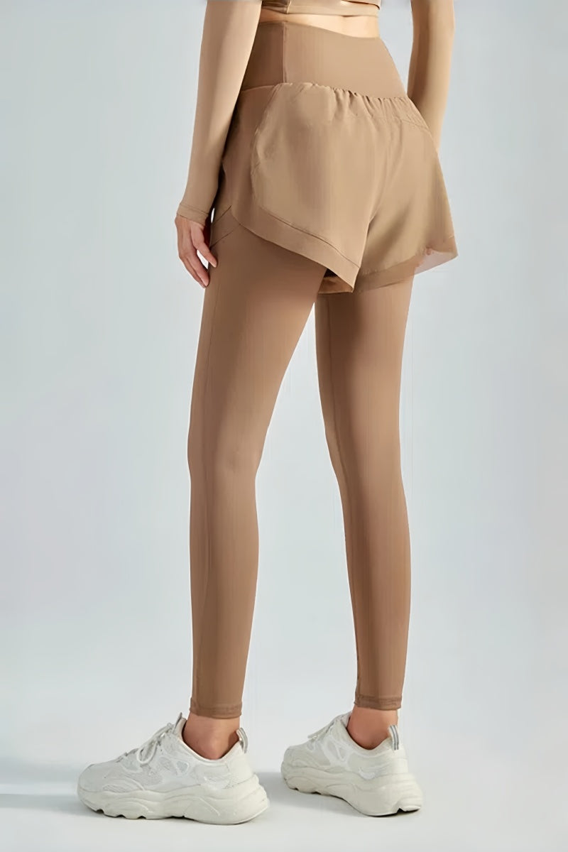 High-waisted stretch mesh anti-runaway running breathable sports skinny trousers