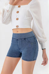 Imitation denim high-waisted hip lift slimming belly pants