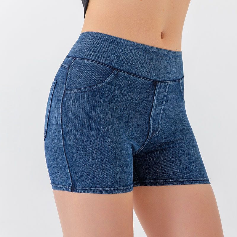 Imitation denim high-waisted hip lift slimming belly pants