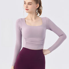 Soft and glutinous slim slim breathable sports fitness yoga long-sleeved top
