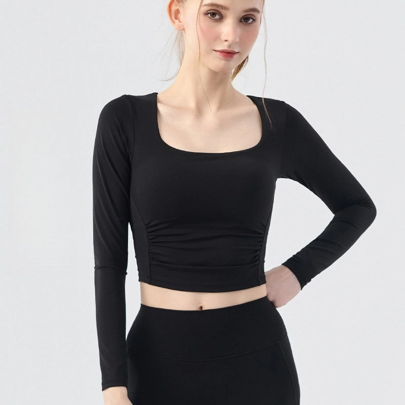 Soft and glutinous slim slim breathable sports fitness yoga long-sleeved top