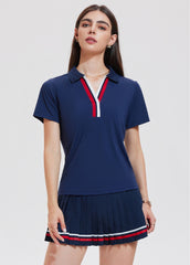Casual loose V-neck quick-drying running tennis polo shirt