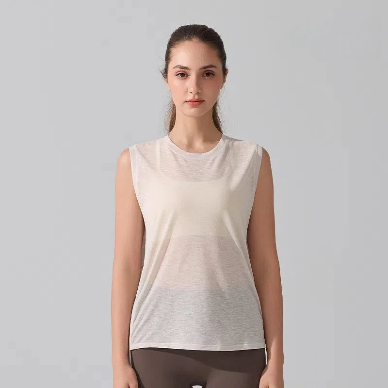 Loose, Lightweight, Breathable hem, Drawstring, Running training, Yoga sleeveless cover-up