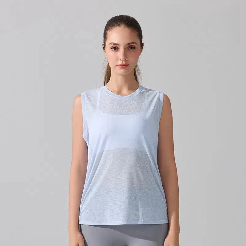 Loose, Lightweight, Breathable hem, Drawstring, Running training, Yoga sleeveless cover-up