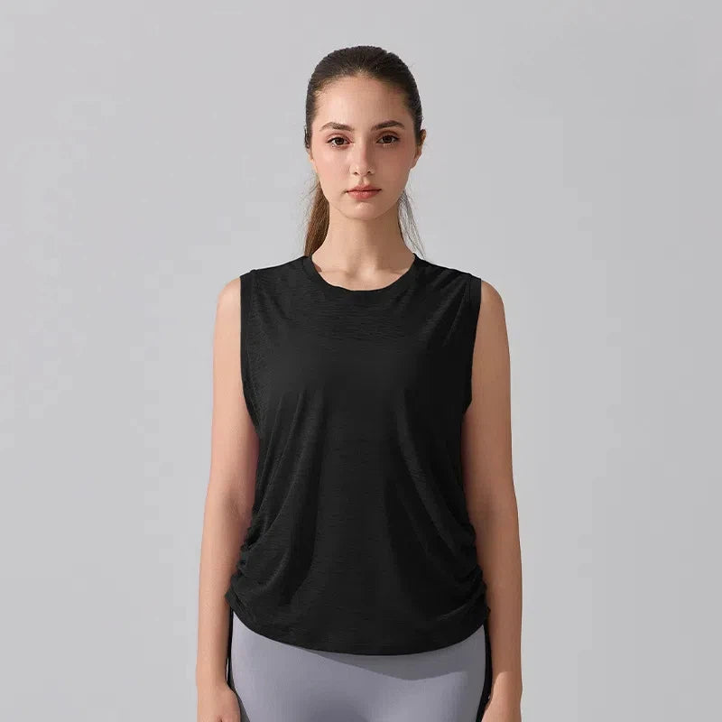 Loose, Lightweight, Breathable hem, Drawstring, Running training, Yoga sleeveless cover-up