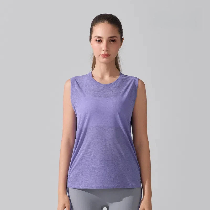 Loose, Lightweight, Breathable hem, Drawstring, Running training, Yoga sleeveless cover-up
