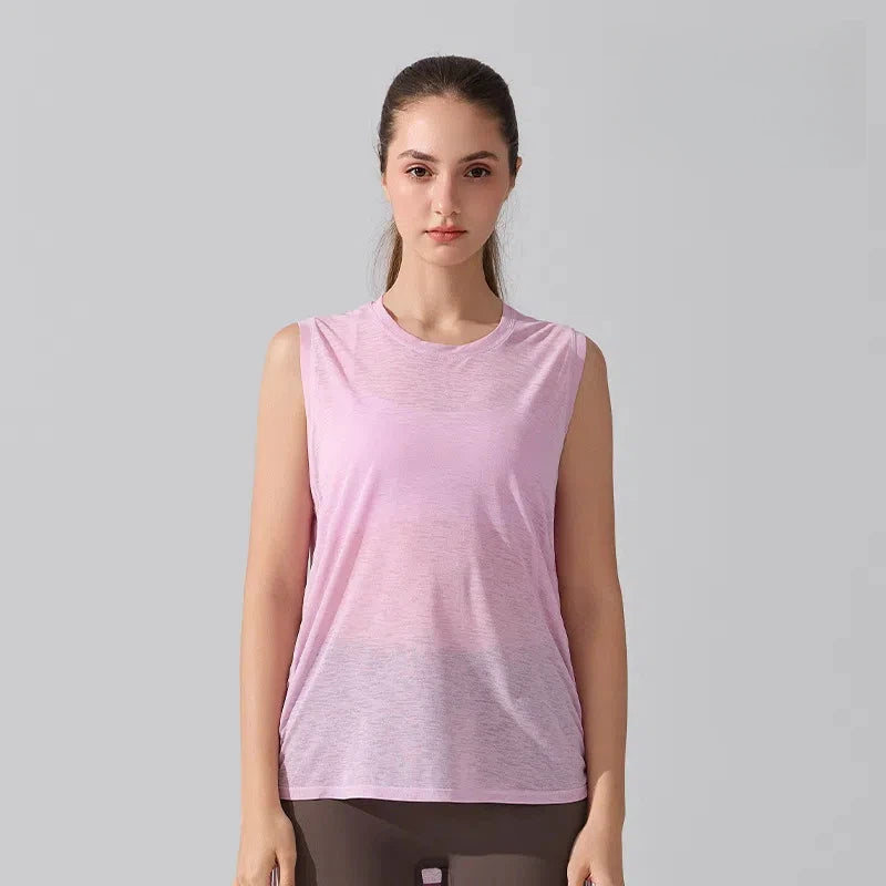 Loose, Lightweight, Breathable hem, Drawstring, Running training, Yoga sleeveless cover-up