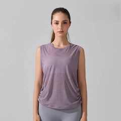 Loose, Lightweight, Breathable hem, Drawstring, Running training, Yoga sleeveless cover-up