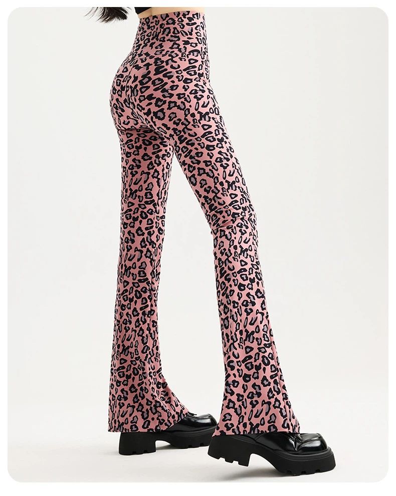 Leopard print slim-fit bootcut yoga pants