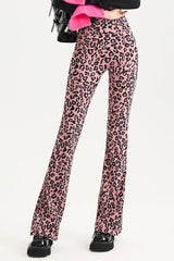 Leopard print slim-fit bootcut yoga pants