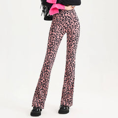 Leopard print slim-fit bootcut yoga pants