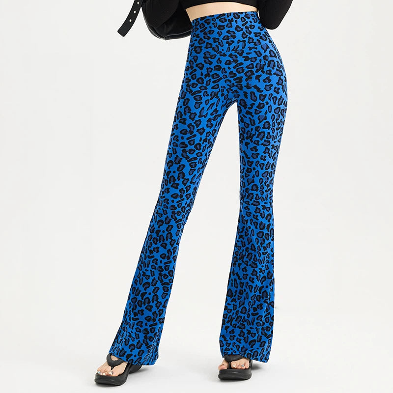 Leopard print slim-fit bootcut yoga pants