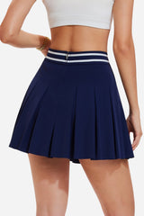 Back zip A-line high-waisted pleated tennis skirt