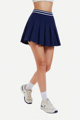 Back zip A-line high-waisted pleated tennis skirt