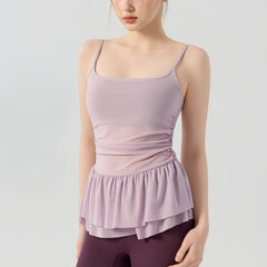 Ruffled square neck camisole sports vest