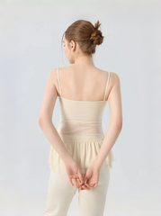 Ruffled square neck camisole sports vest