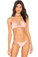 Versatile Tie Front String Bandeau Bikini - Two Piece Set