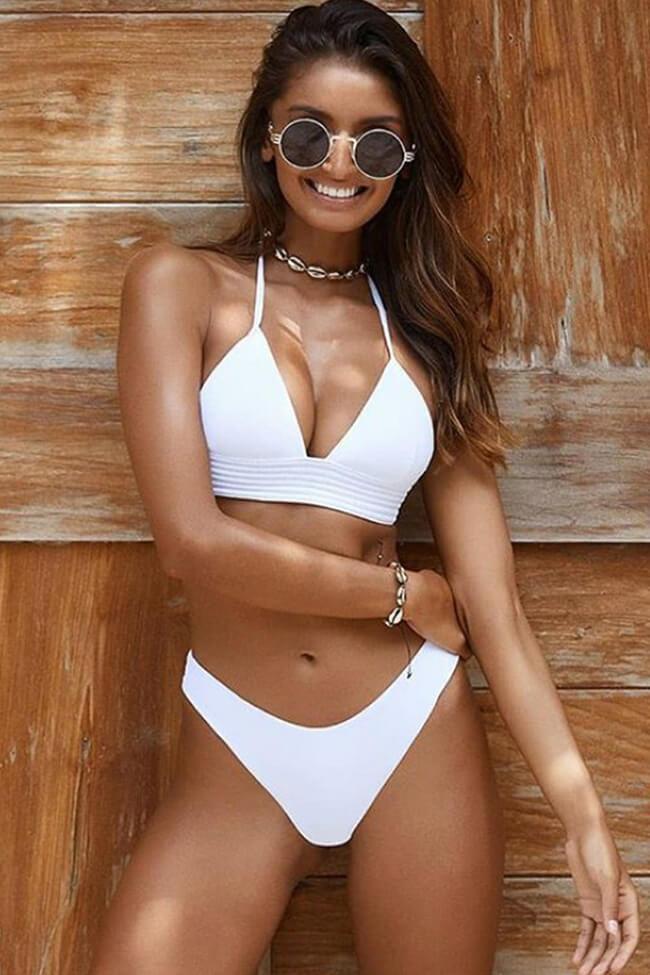 High Leg Thong Triangle Brazilian Bikini - Two Piece Set