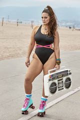 Plus Size Crisscross Back Monokini One Piece Swimsuit