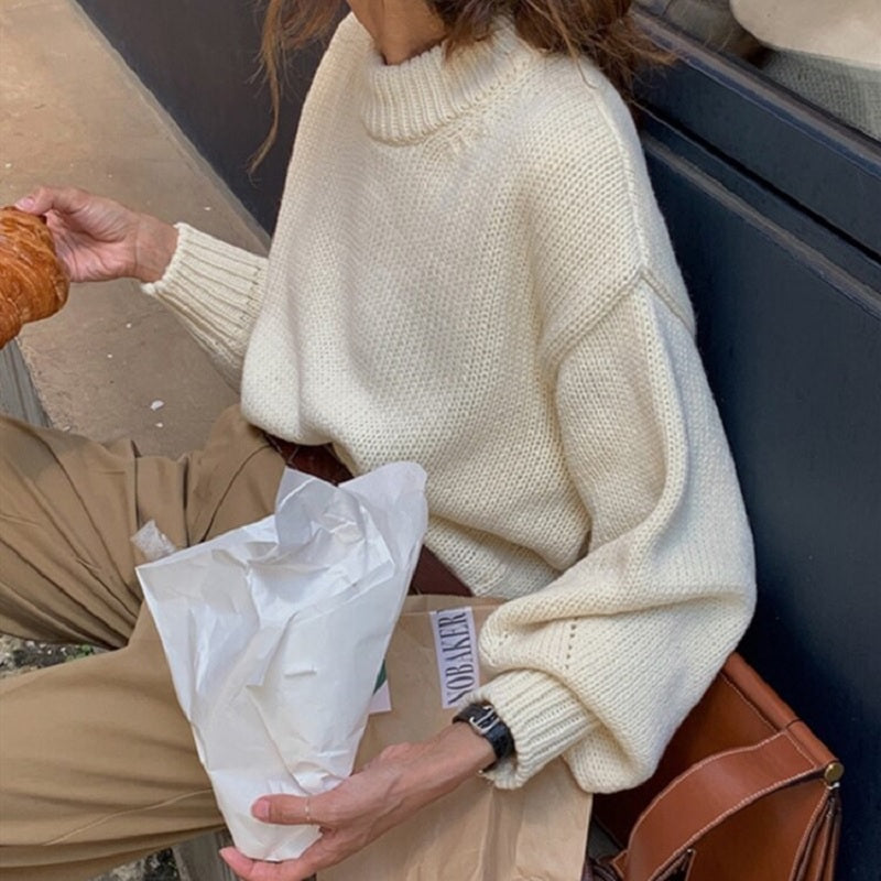 Casual Kintted Pullovers O Neck Solid Elegant Sweaters