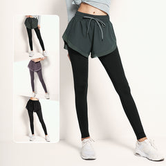 Stretch slim fit fake two yoga yoga running gym pants