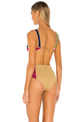 Glitter Color Panel High Waist Bikini - Two Piece Set