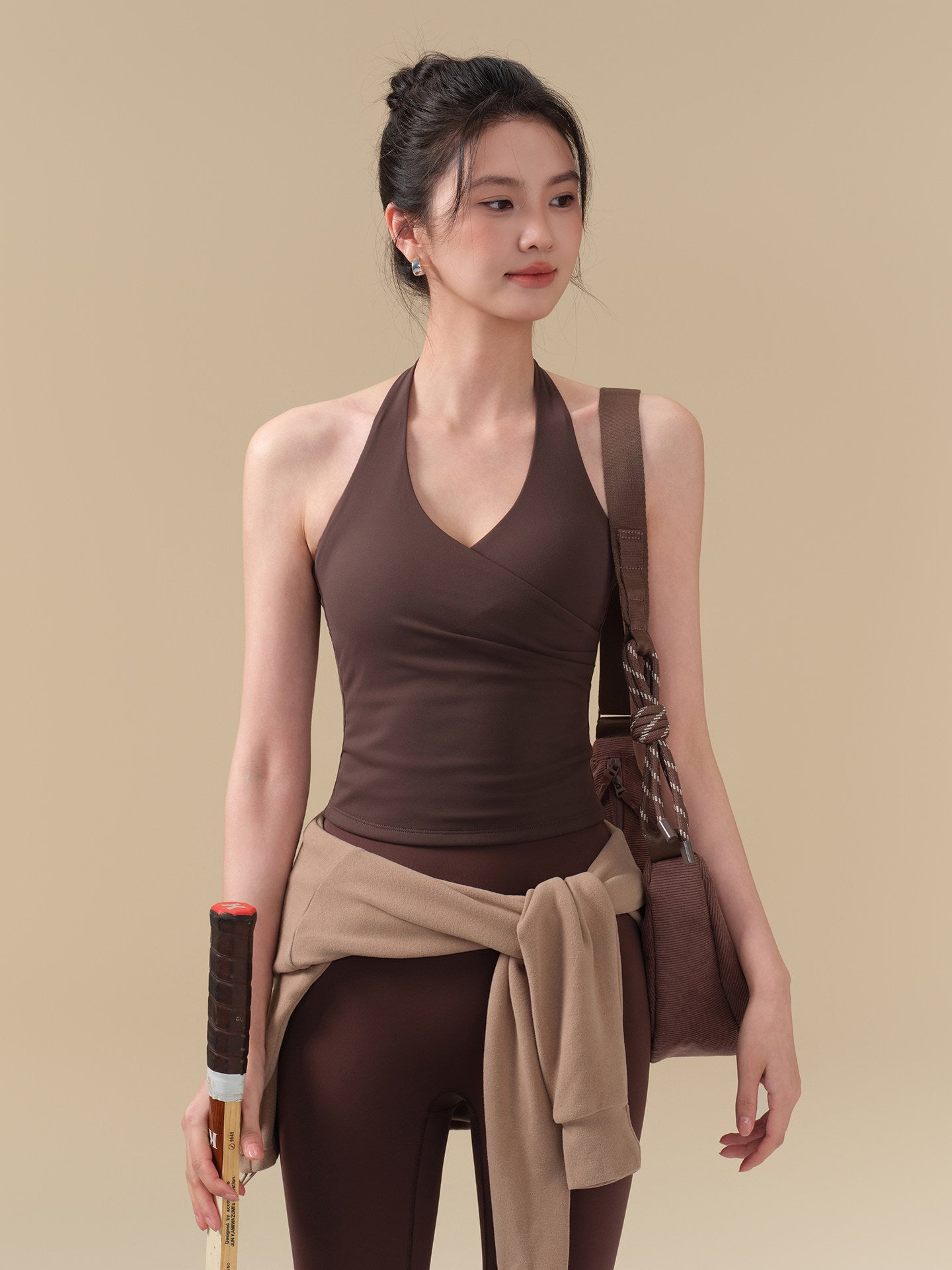 V-neck halterneck shockproof sports vest