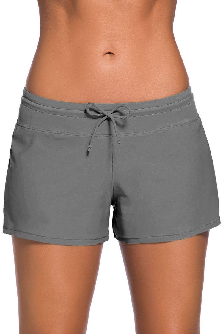 Solid Split Side Tied Front Boyshort Bikini Bottom