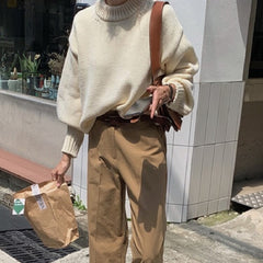 Casual Kintted Pullovers O Neck Solid Elegant Sweaters