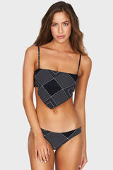 Plaid Print Handkerchief Bandeau Bikini - Two Piece Set