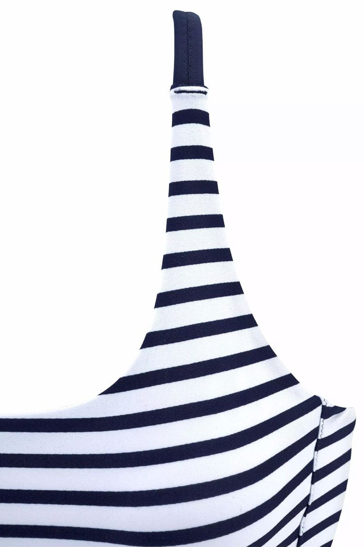 Striped Cross Back Crop Bikini - Two Piece Set