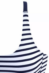 Striped Cross Back Crop Bikini - Two Piece Set