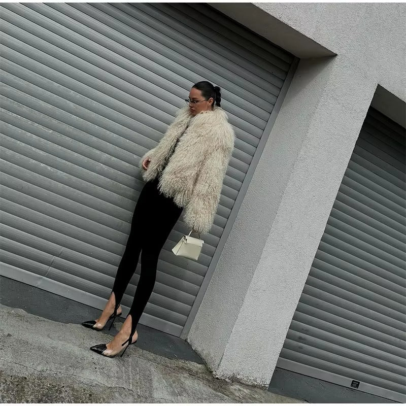 Elegant Soft Open Stitch Oversize Loose Fur Coat Outerwear