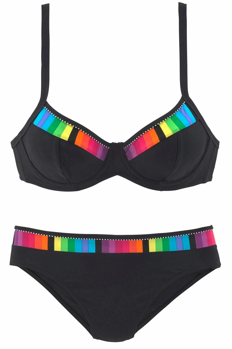 Rainbow Striped Push Up Bikini - Two Piece Set