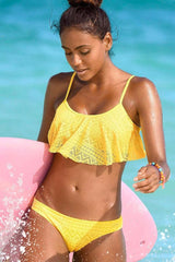 Solid Ruffle Lace Bikini - Two Piece Set