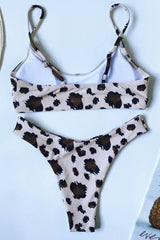 High Leg Leopard Bralette Thong Bikini - Two Piece Swimsuit
