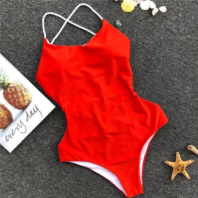 Halter Bandage One Piece Swimsuit