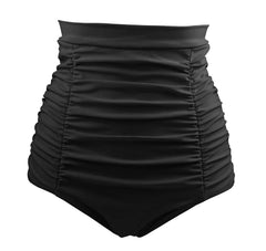 Retro Ruched High Waisted Bikini Bottom